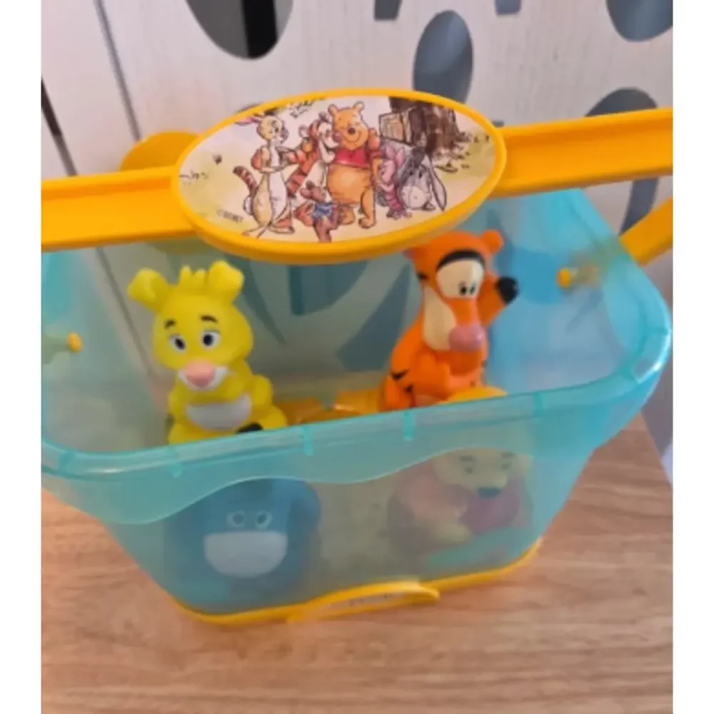 Disney Winnie the Pooh Bath Toy Set Tigger Eeyore Pooh Tub Basket Missing Piglet